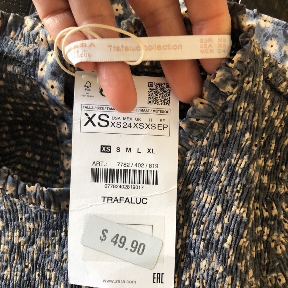 NEW Zara Mini Floral Smocked Romper Long Sleeve XS Built-in Shorts Mini Dress - Picture 16 of 16